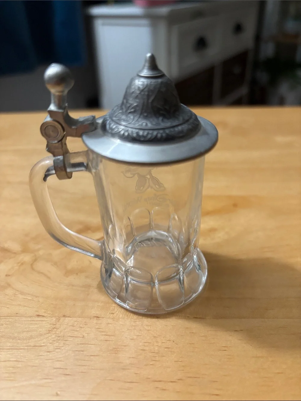 Minnie Mouse Mini Glass Stein with Pewter Lid - Bockling